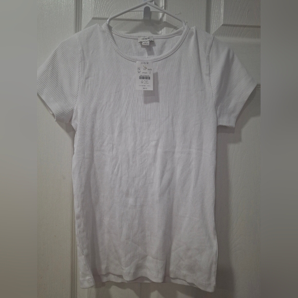 J. Crew Tops - J. Crew White Ribbed Short Sleeve Top